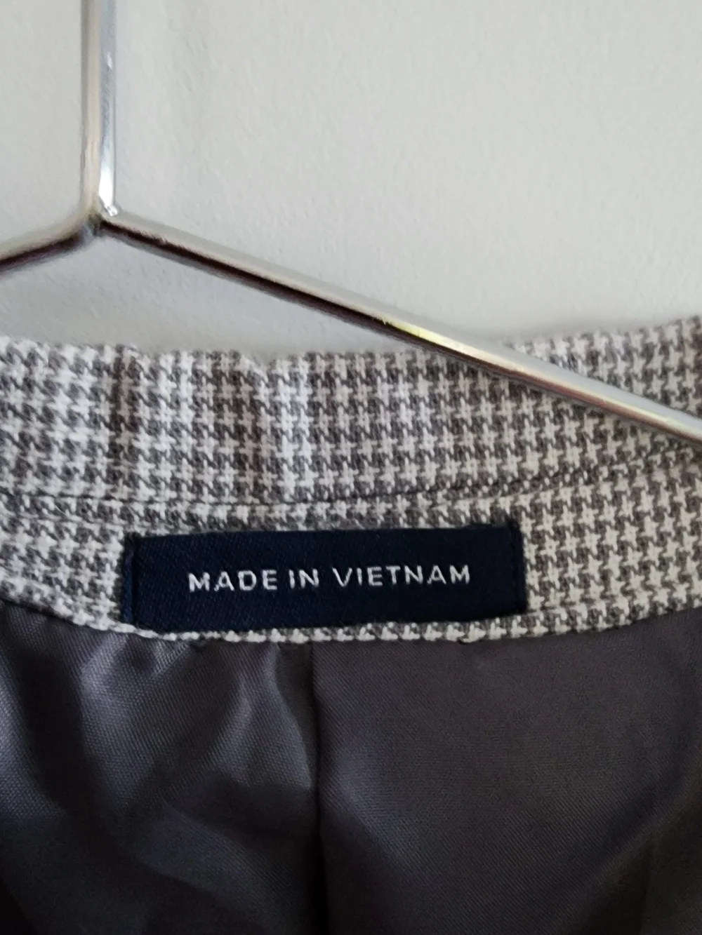 Stafford Linen Blend Men's 46R Blazer Sport Coat Gray Houndstooth Classic Fit